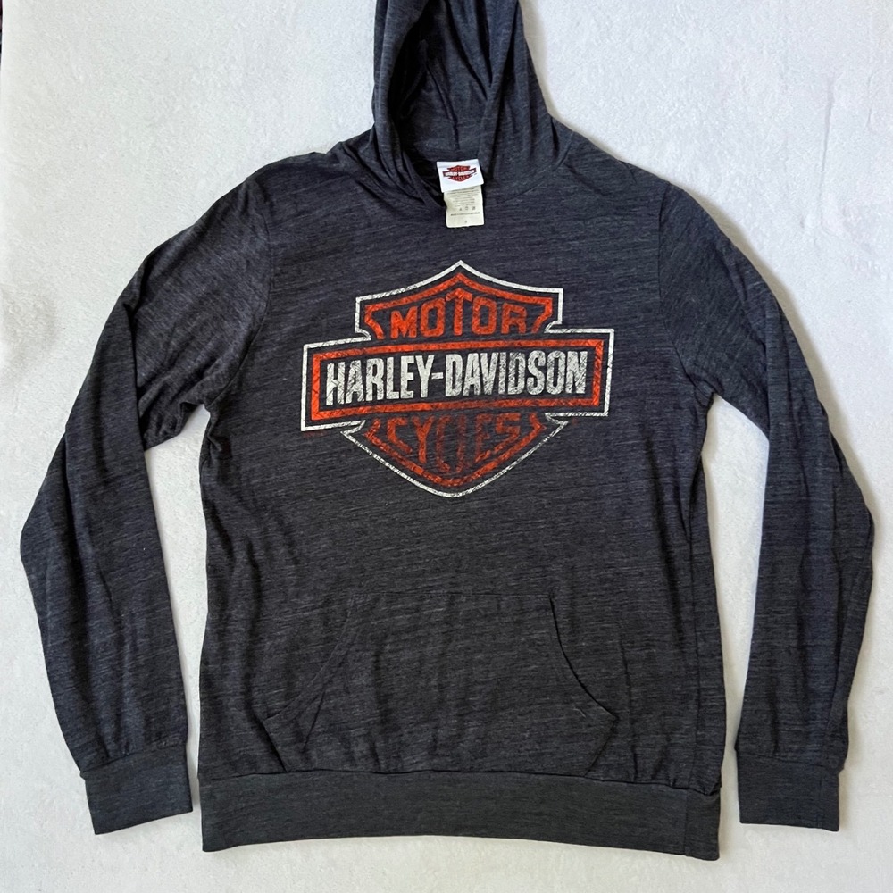 Harley-Davidson Hooded T-Shirt Charcoal Grey St Louis Graphic Small